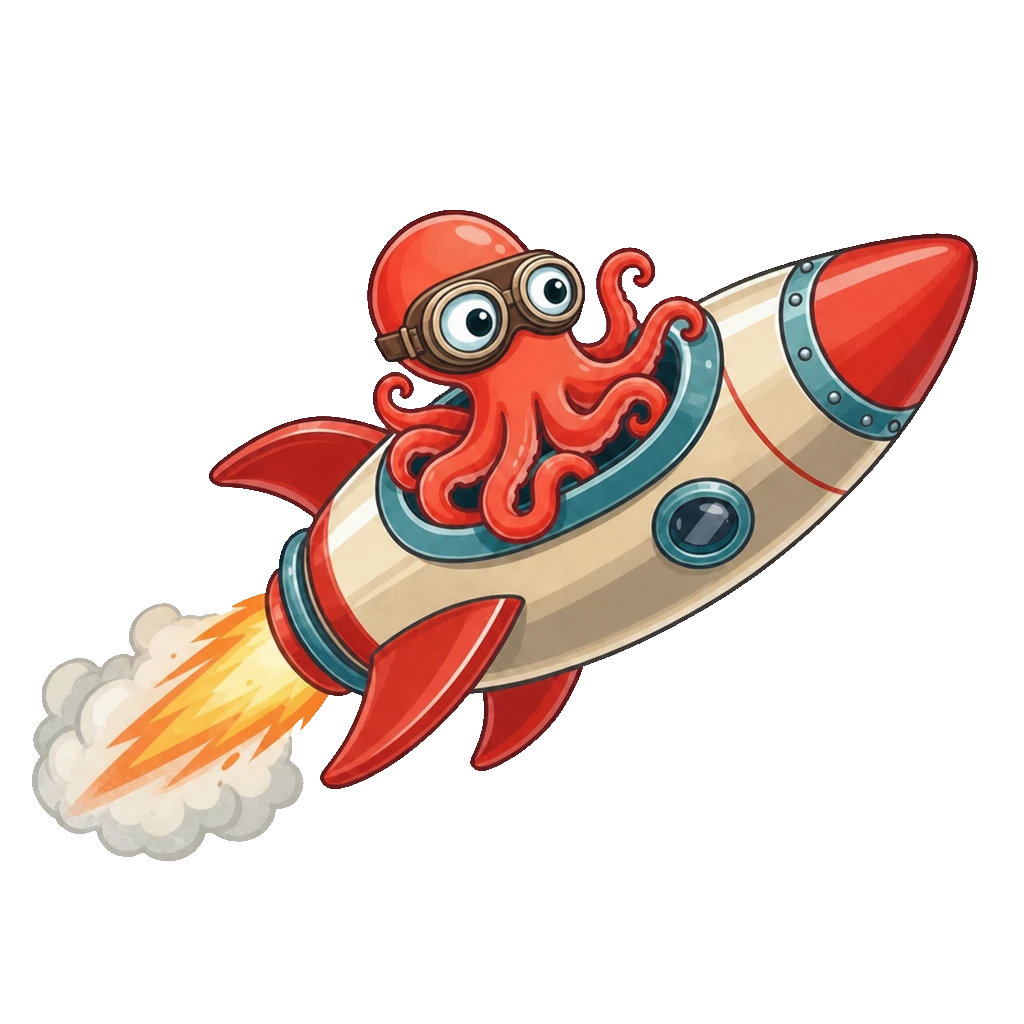 Oggie launching a rocket